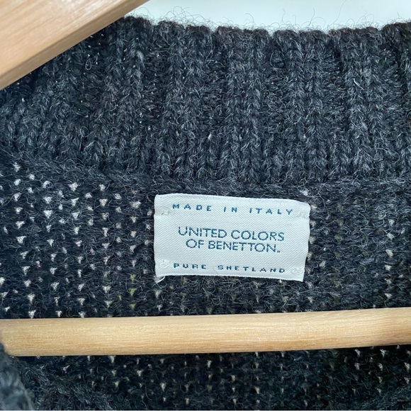 Vintage United Colors of Benetton Shetland Wool Scandi Fair Isle Sweater L - Picture 13 of 16